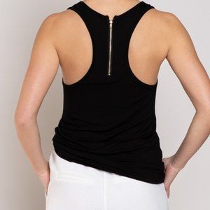 POL Clothing - Racer Back Tank Top w/ 1/2 Back Zipper and Front Pocket Zipper